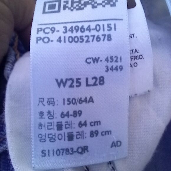 Levi Wedgie Straight Distressed Jeans-Size 25-Button Fly-Medium Wash-Mid Rise - Picture 10 of 11